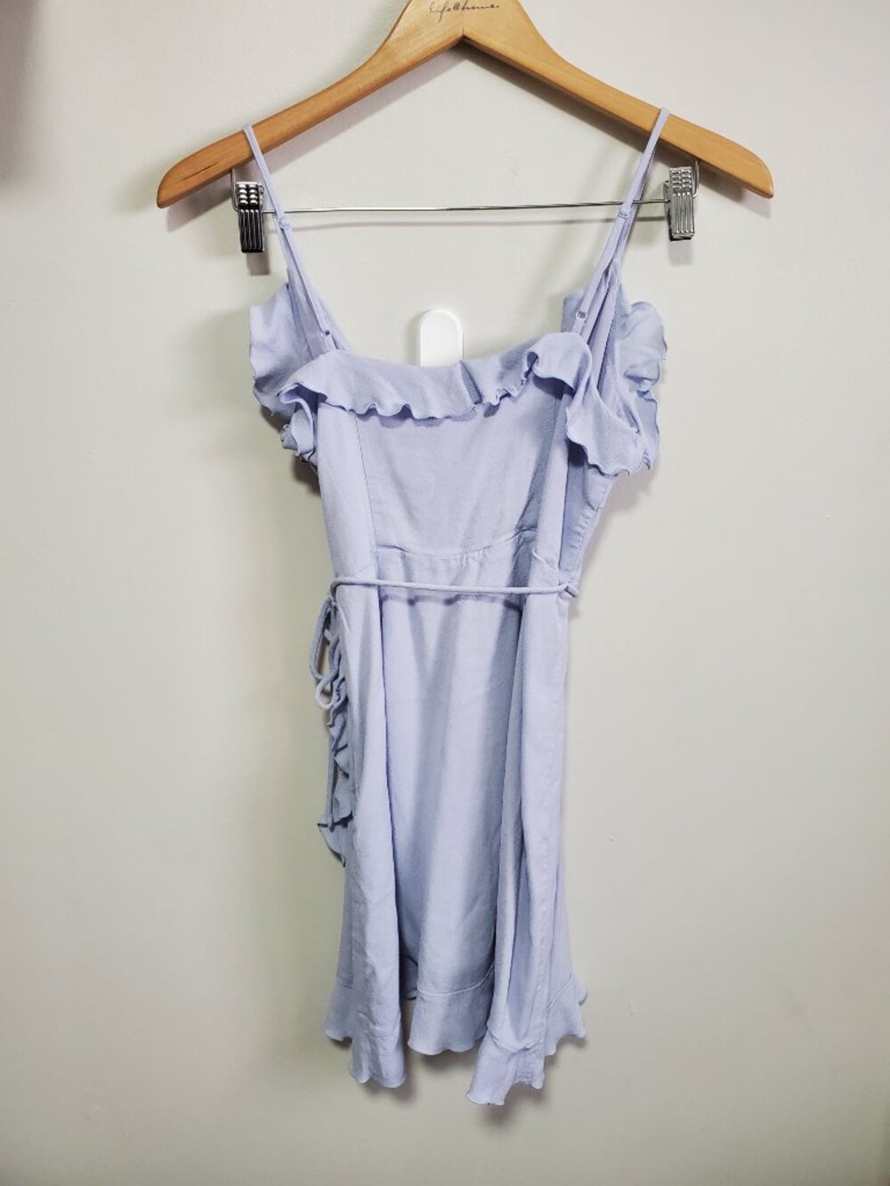 SUNDAY BEST Countess Dress Ruffle Faux Wrap Aritzia Light Blue Women's Small - Picture 9 of 15